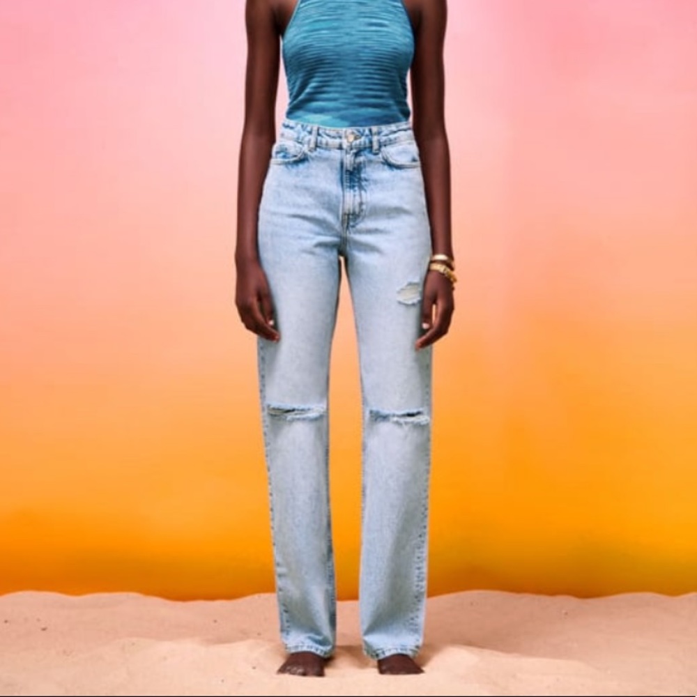 Zara High Rise Straight Jeans